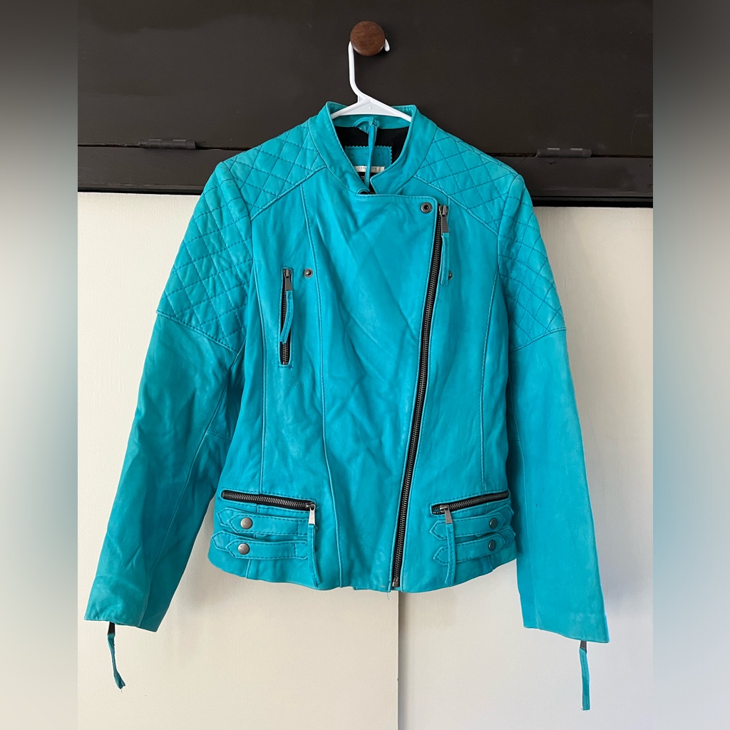 Lambskin Blue Moto Jacket